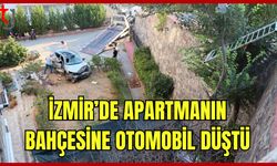 İzmir'de apartmanın bahçesine otomobil düştü