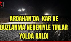 Ardahan'da kar ve buzlanma nedeniyle tırlar yolda kaldı