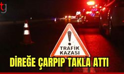 Direğe çarpıp takla attı