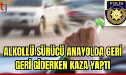 Alkollü sürücü anayolda geri geri giderek kaza yaptı