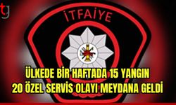 Ülkede bir haftada 15 yangın 20 özel servis olayı meydana geldi