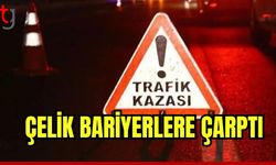 Çelik bariyerlere çarptı