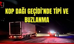 Kop Dağı Geçidi'nde tipi ve buzlanma etkili oldu