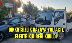 Mormenekşe’de Trafik Kazası: Elektrik Direği Kırıldı, Facia Önlendi