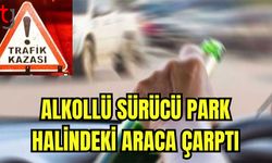 Alkollü sürücü park halindeki araca çarptı