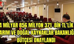 4 milyar 856 milyon 371 bin TL'lik Tarım ve Doğal Kaynaklar Bakanlığı bütçesi onaylandı