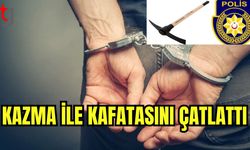 Kazma ile kafatasını çatlattı