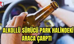 Alkollü sürücü park halindeki araca çarptı