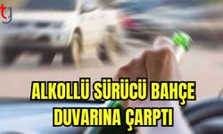 Alkollü sürücü bahçe duvarına çarptı