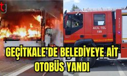 Geçitkale'de belediyeye ait otobüs yandı