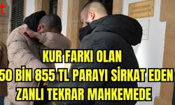 Kur Farkı olan 150 bin 855 TL parayı sirkat eden zanlı tekrar mahkemede