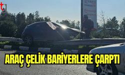 Araç çelik bariyerlere çarptı