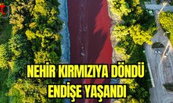 Nehir kırmıza döndü endişe yaşandı