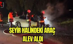 Seyir halindeki araç alev aldı