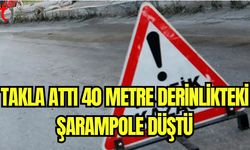 Takla attı 40 metre derinlikte şarampole düştü