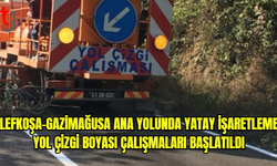 Lefkoşa-Gazimağusa ana yolunda yol çizgileri yenileme çalışması başlatıldı