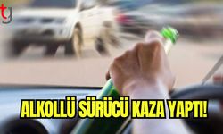 Alkollü sürücü kaza yaptı!