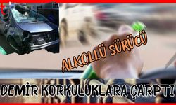 Alkollü sürücü demir korkuluklara çarptı