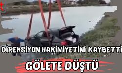 Direksiyon hakimiyetini kaybedip gölete düştü