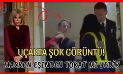 Uçakta şok görüntü! Macron eşinden tokat mı yedi?