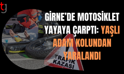 GİRNE’DE MOTOSİKLET YAYAYA ÇARPTI: YAŞLI ADAM KOLUNDAN YARALANDI