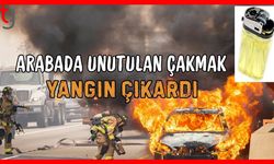 Arabada unutulan çakmak yangın çıkardı