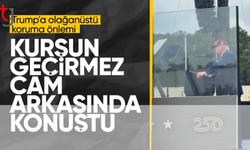 Donald Trump kurşun geçirmez camın arkasından konuştu