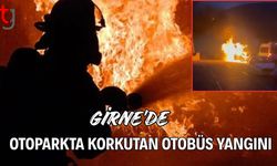 Girne’de Otoparkta Korkutan Otobüs Yangını