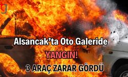 Alsancak’ta Oto Galeride  Yangın! 3 Araç Zarar Gördü