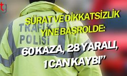 Sürat ve Dikkatsizlik Yine Başrolde: 60 Kaza, 28 Yaralı, 1 Can KaybI