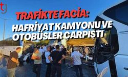 Trafikte Facia: Hafriyat Kamyonu ve Otobüsler Çarpıştı