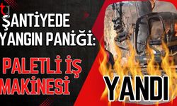 Şantiyede Yangın Paniği: Paletli İş Makinesi Yandı