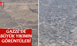 Bölgedeki yıkım havadan görüntülendi