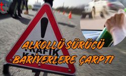 Alkollü sürücü bariyerlere çarptı