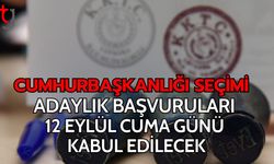 Cumhurbaşkanlığı Seçimi: Adaylık başvuruları  12 Eylül Cuma günü  kabul edilecek