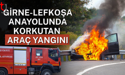 Girne-Lefkoşa yolunda araç alev aldı