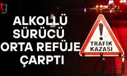 Alkollü Sürücü Orta Refüje Çarptı