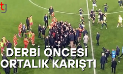 Fenerbahçe-Galatasaray derbisi öncesi ısınan oyuncular arasında kavga çıktı