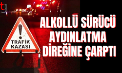 Lefkoşa’da alkollü sürücü direğe çarptı