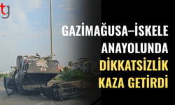 Gazimağusa–İskele anayolunda takla atan araç kazası