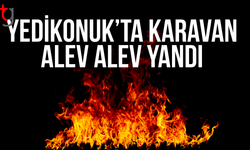Yedikonuk’ta karavan yangını, eşyalar küle döndü