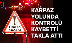 Karpaz yolunda kaza: Sürücü takla atan araçtan sağ çıktı