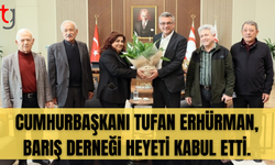 Cumhurbaşkanı Tufan Erhürman, Barış Derneği Başkanı Ahmet Derya ve beraberindeki heyeti kabul etti.