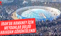 İran'da Hamaney'in ölümü sonrası meydanlara inen kalabalık havadan görüntülendi