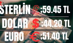 Sterlin 59,45 TL, euro 51,40 TL, dolar 44,20 TL’den işlem görüyor