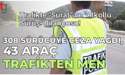 Trafikte "Sürat" ve "Alkollü Sürüş" Bilançosu! 308 Sürücüye Ceza Yağdı, 43 Araç Trafikten Men