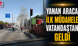 Yanan Araca İlk Müdahale Vatandaştan...