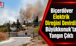 Biçerdöver Elektrik Direğini Devirdi: Büyükkonuk’ta Yangın Çıktı