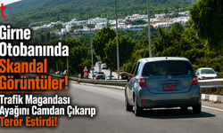 Girne Otobanında Skandal Görüntüler! Trafik Magandası Ayağını Camdan Çıkarıp Terör Estirdi!