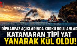 Dipkarpaz Açıklarında Korku Dolu Anlar: Katamaran Tipi Yat Yanarak Kül Oldu!